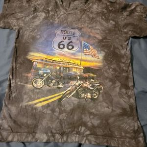 The Mountain US Route 66 Diner Biker Americana Tee Shirt Size Medium Tye Dye
